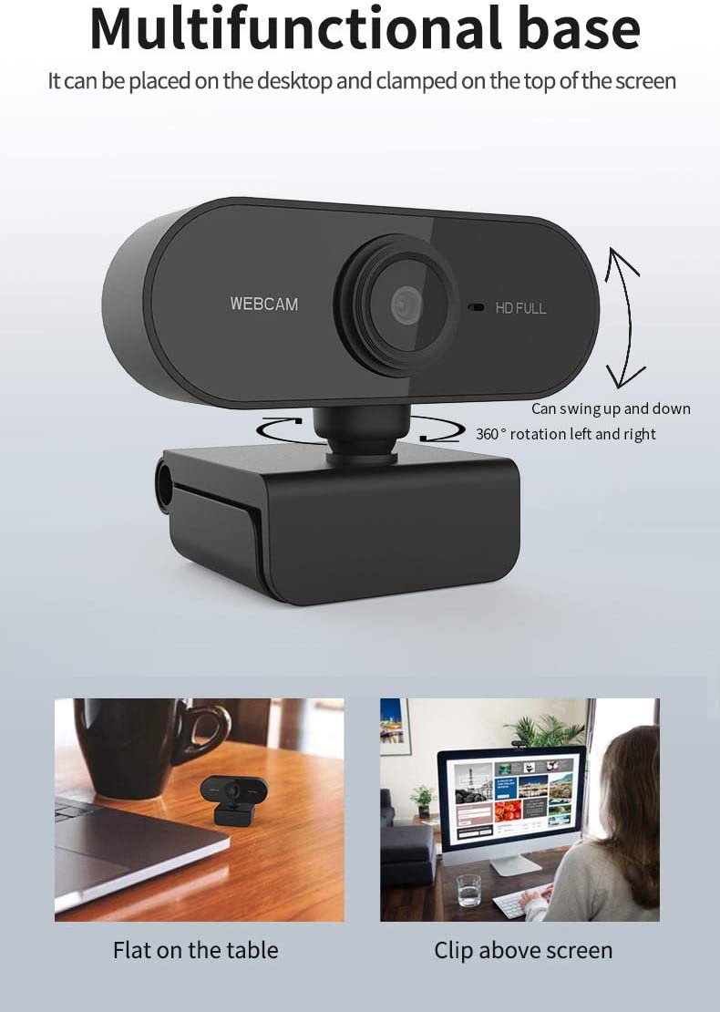 cam with Microphone and Tripod for PC, Desktop, Laptop, Plug and